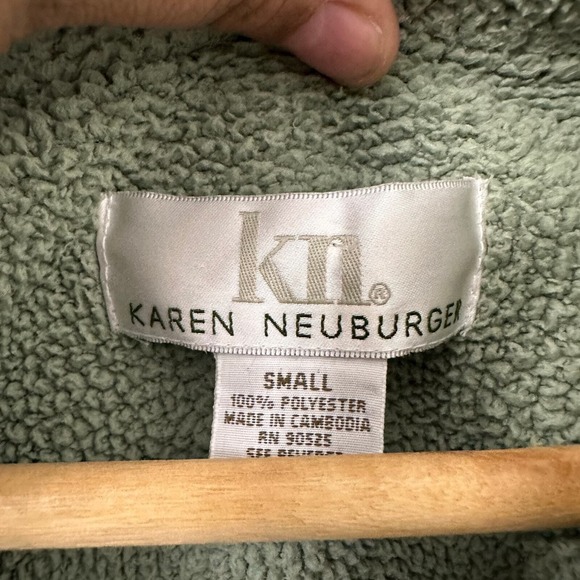 Karen Neuburger‎ S Jacket Mint Green Fleece Knit Retro Plush Pastel Teddy Winter - Picture 8 of 8